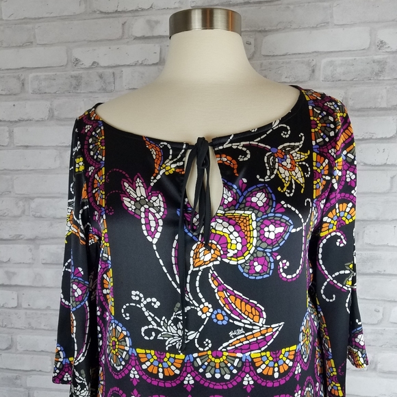 HALE BOB Silk Blend Floral Mosaic Print Dress - Picture 4 of 12